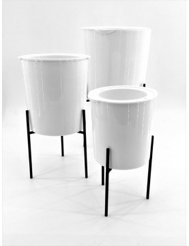 Cylindrical Pot on Wrought Iron Stand